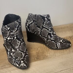 Journee Collection Glam Ankle Bootie Black Snake Print